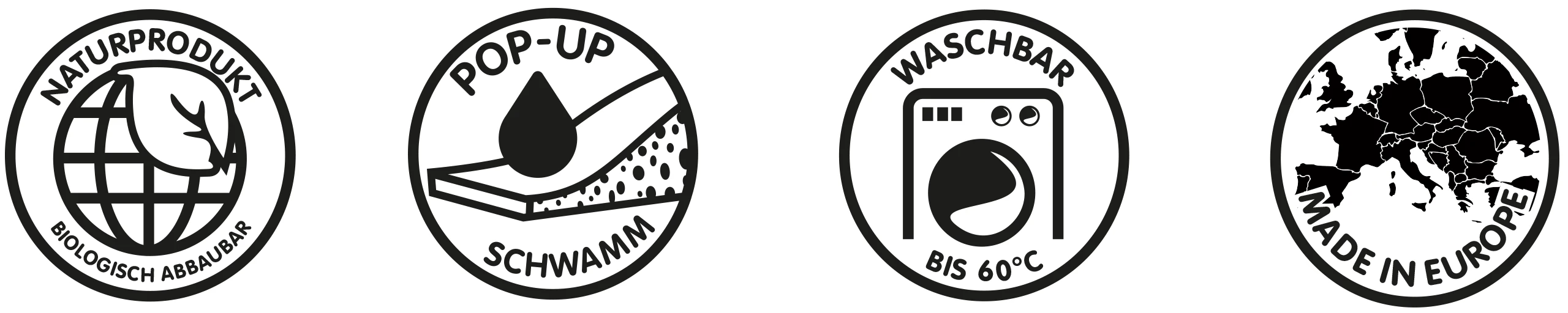 Icons Naturprodukt, Popup Schwamm, Waschbar, Made in Europe